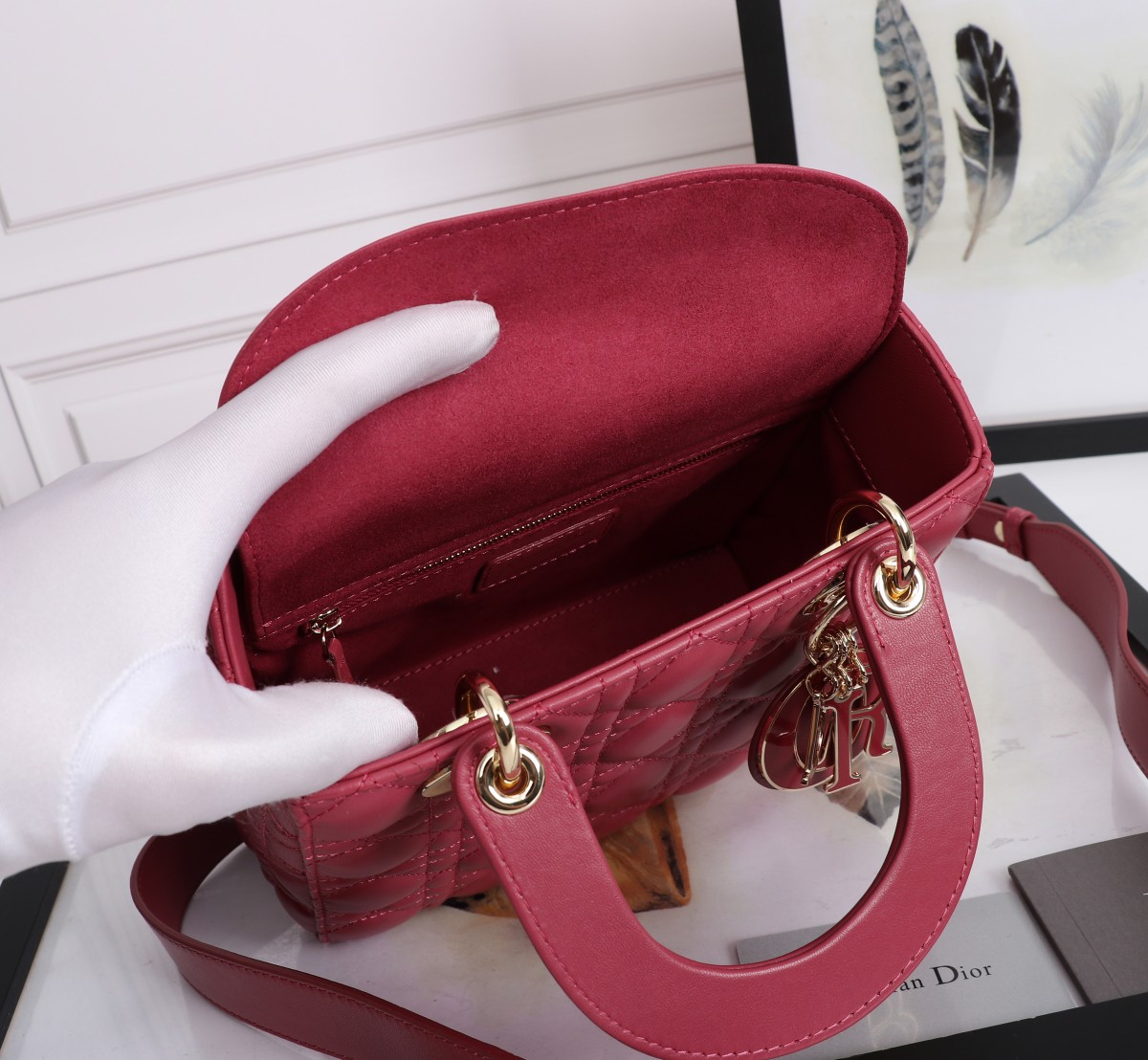 Small Lady Dior My ABCDior Bag Red Cannage Lambskin